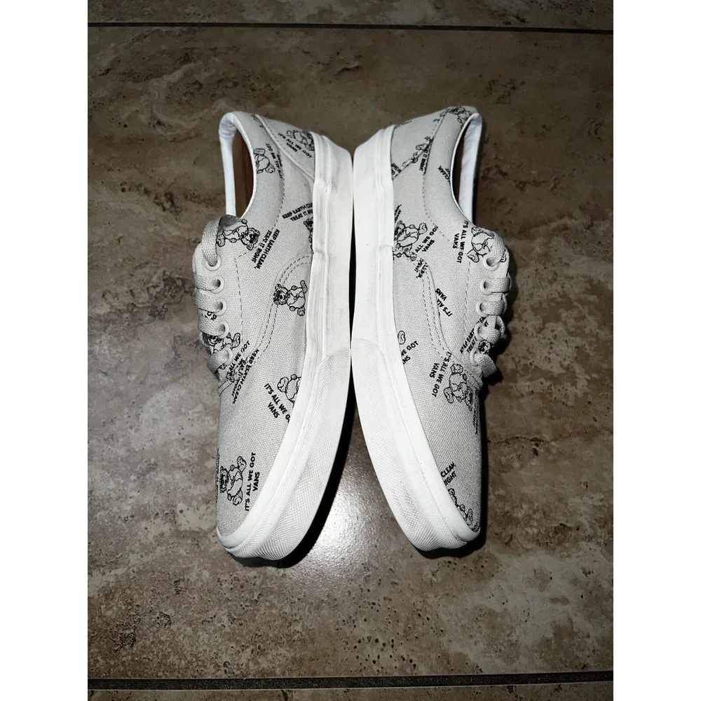 Mens Vans Authentic Cream Canvas Lace Up World Co Teddy Earth Sneakers Shoes 8.5